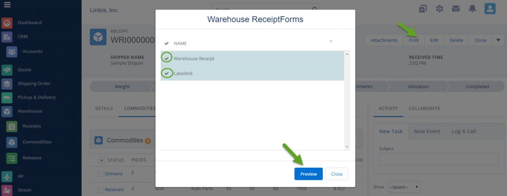 Linbis-Logistics-Software-Create-Warehouse-Receipt-Print-Documents