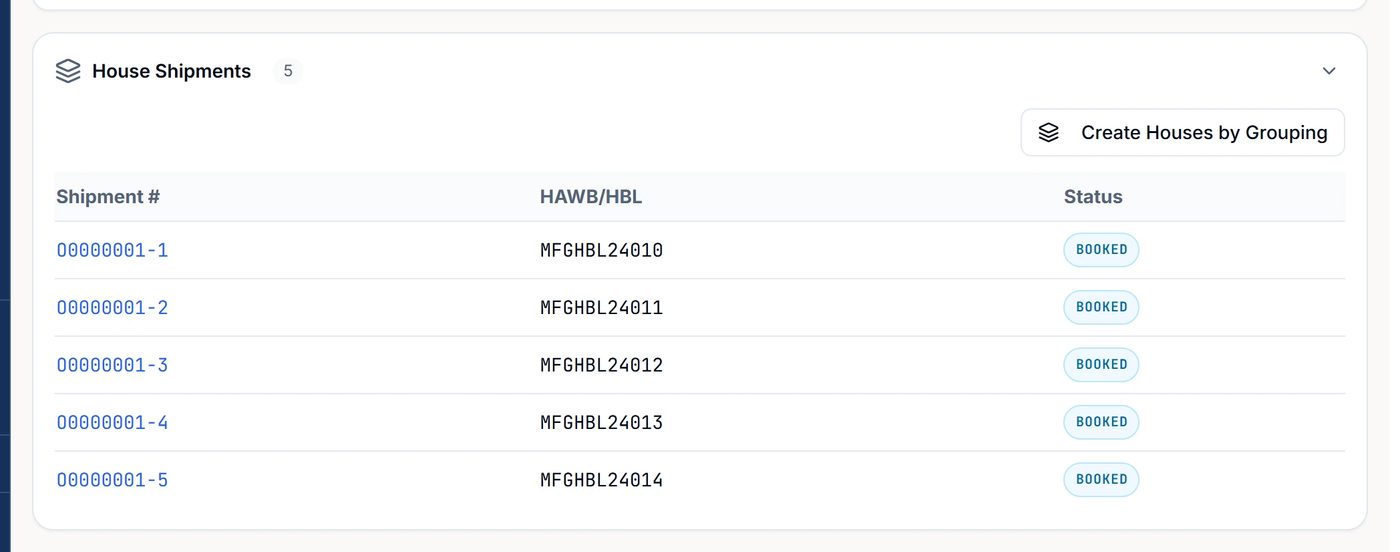 Five house bills, one master, one action.